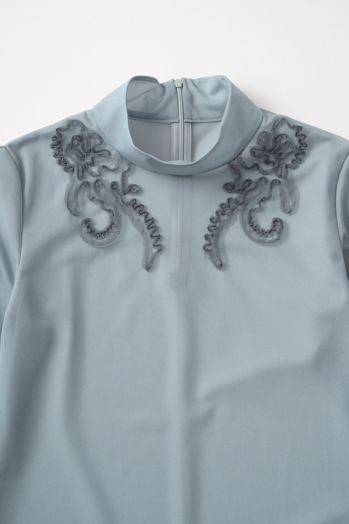 Moon road embroidered sheer top (Blue)