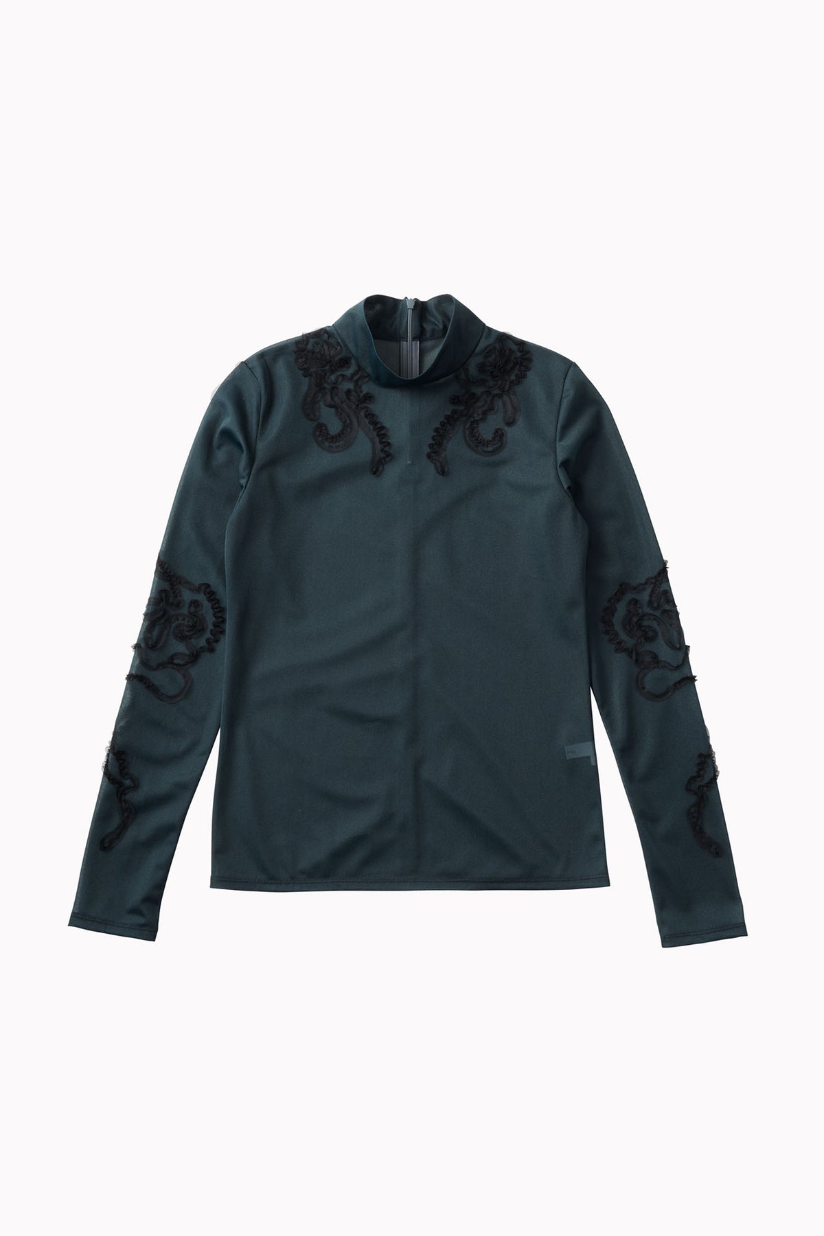 Moon road embroidered sheer top (Deep green)