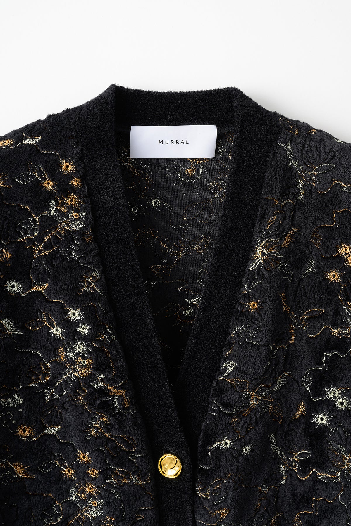 Camouflage embroidered knit cardigan (Black)