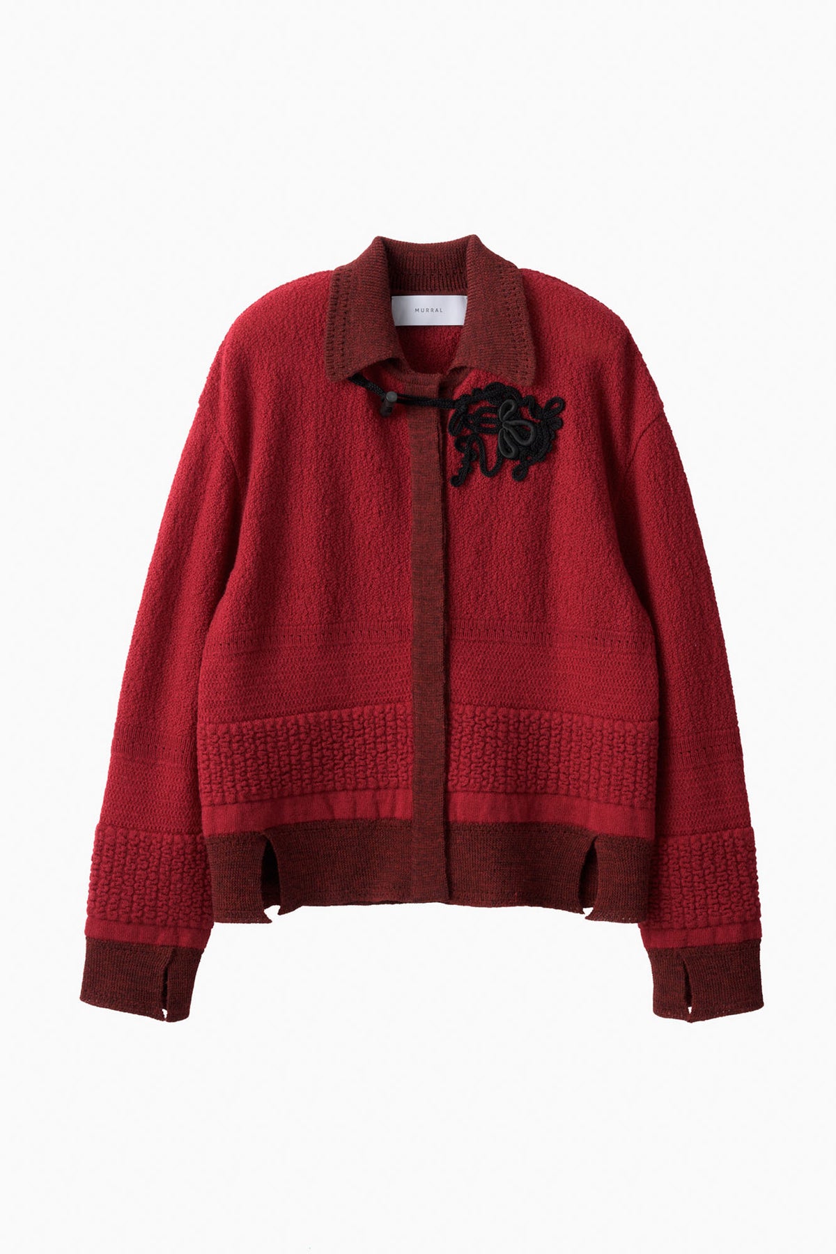 Trillium embroidered knit shirt cardigan (Red)