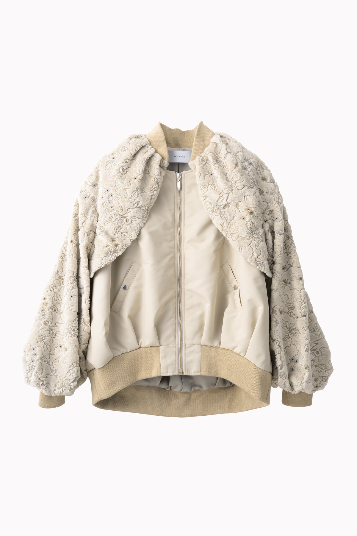Camouflage embroidered military blouson (Ivory)