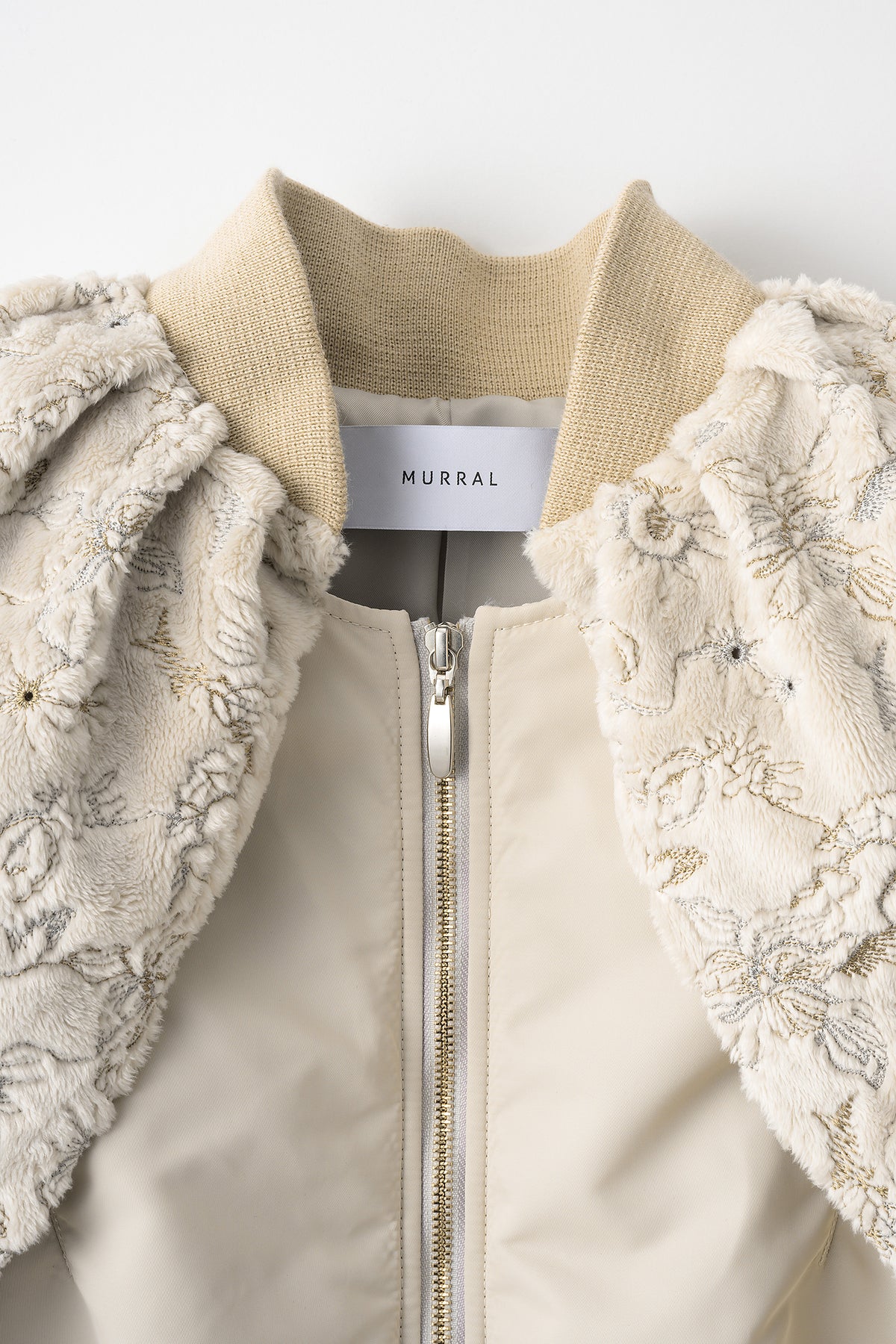 Camouflage embroidered military blouson (Ivory)