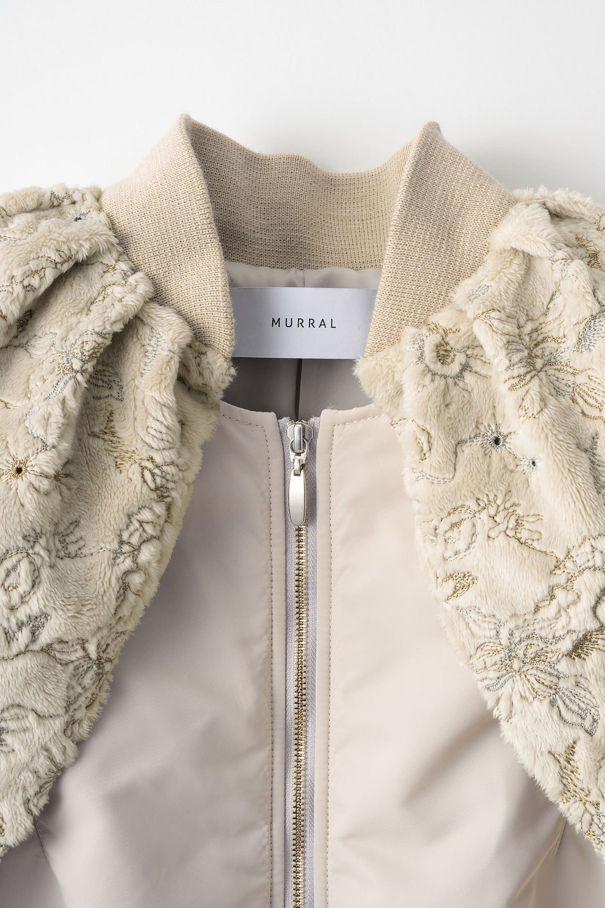 Camouflage embroidered military blouson (Ivory)