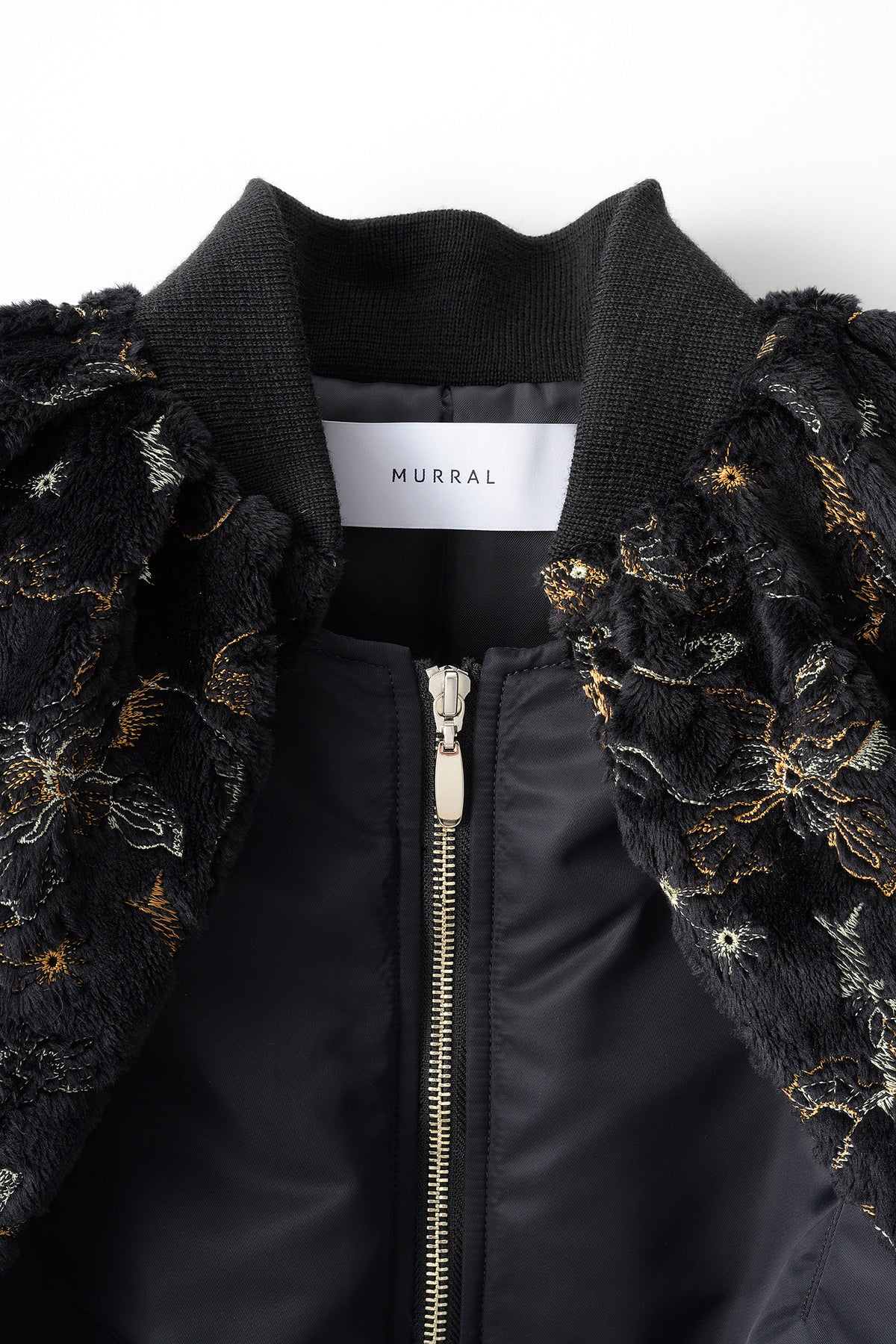 Camouflage embroidered military blouson (Black)