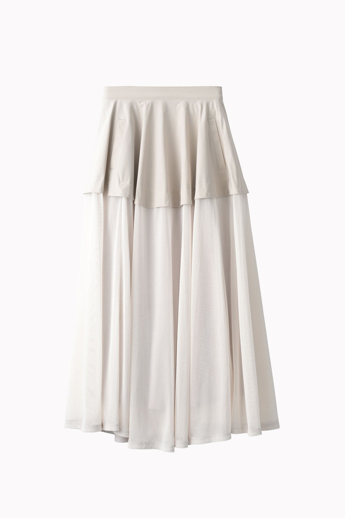 Military layered flare skirt (Light gray)