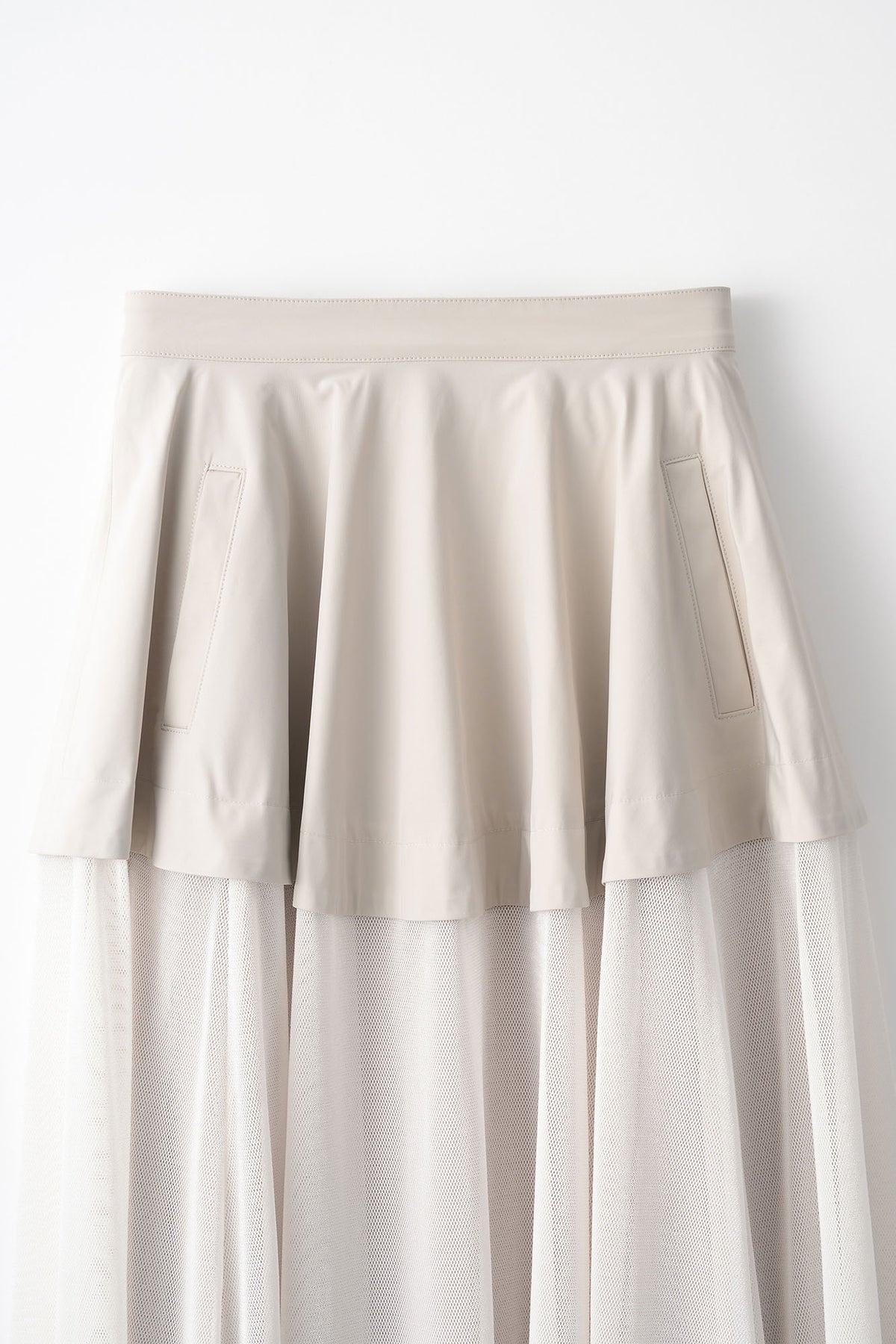 Military layered flare skirt (Light gray)