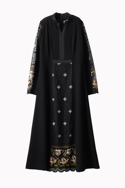 Framed flower lace dress (Black)