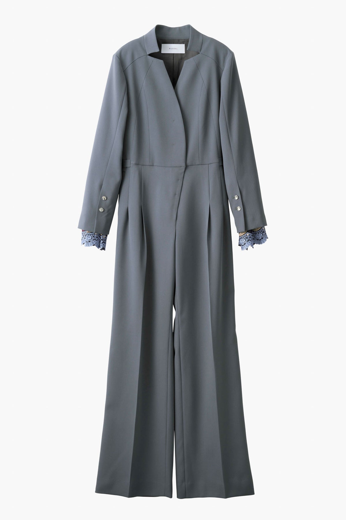 Slit sleeve lace jumpsuit (Blue)