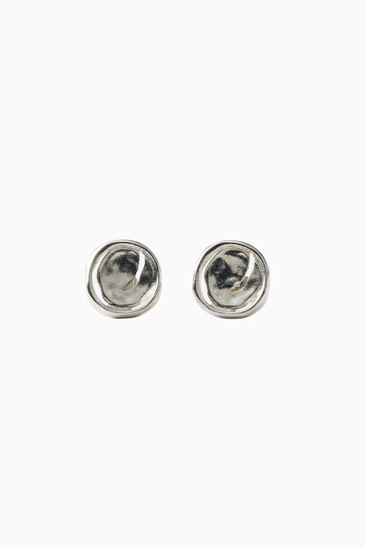 Crack button pierced earring (Silver)