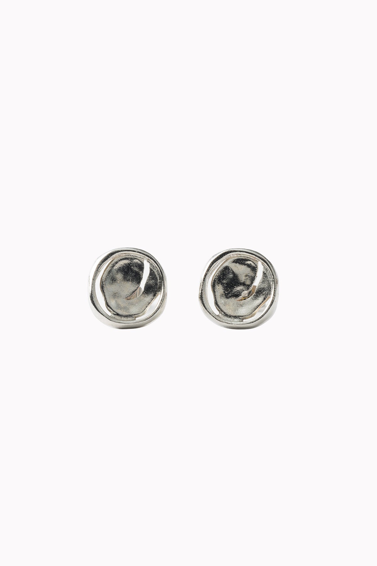 Crack button pierced earring (Silver)