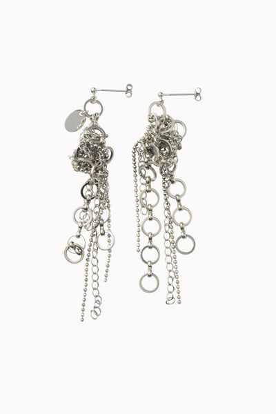 Twist chain pierced earring (Silver)