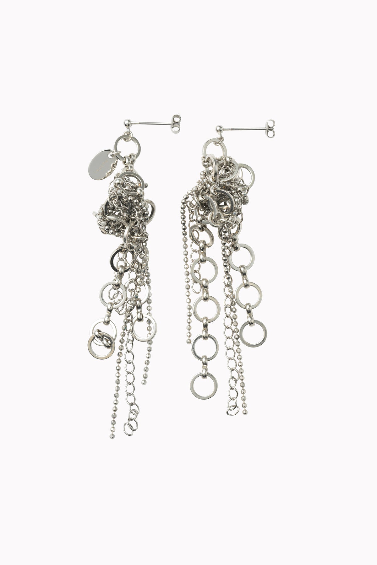 Twist chain pierced earring (Silver)