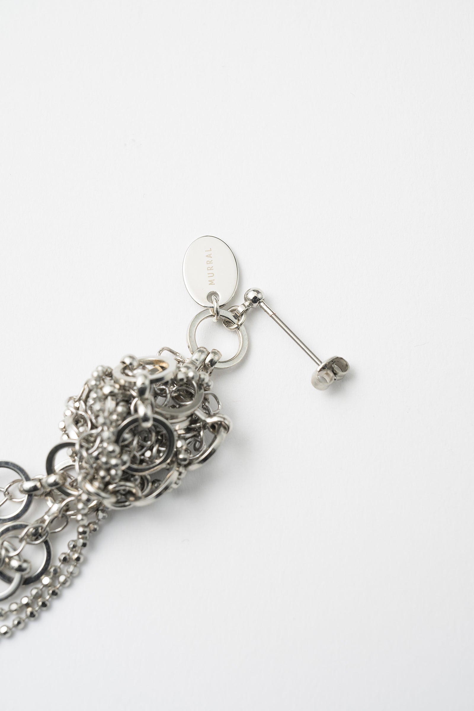 Twist chain pierced earring (Silver)