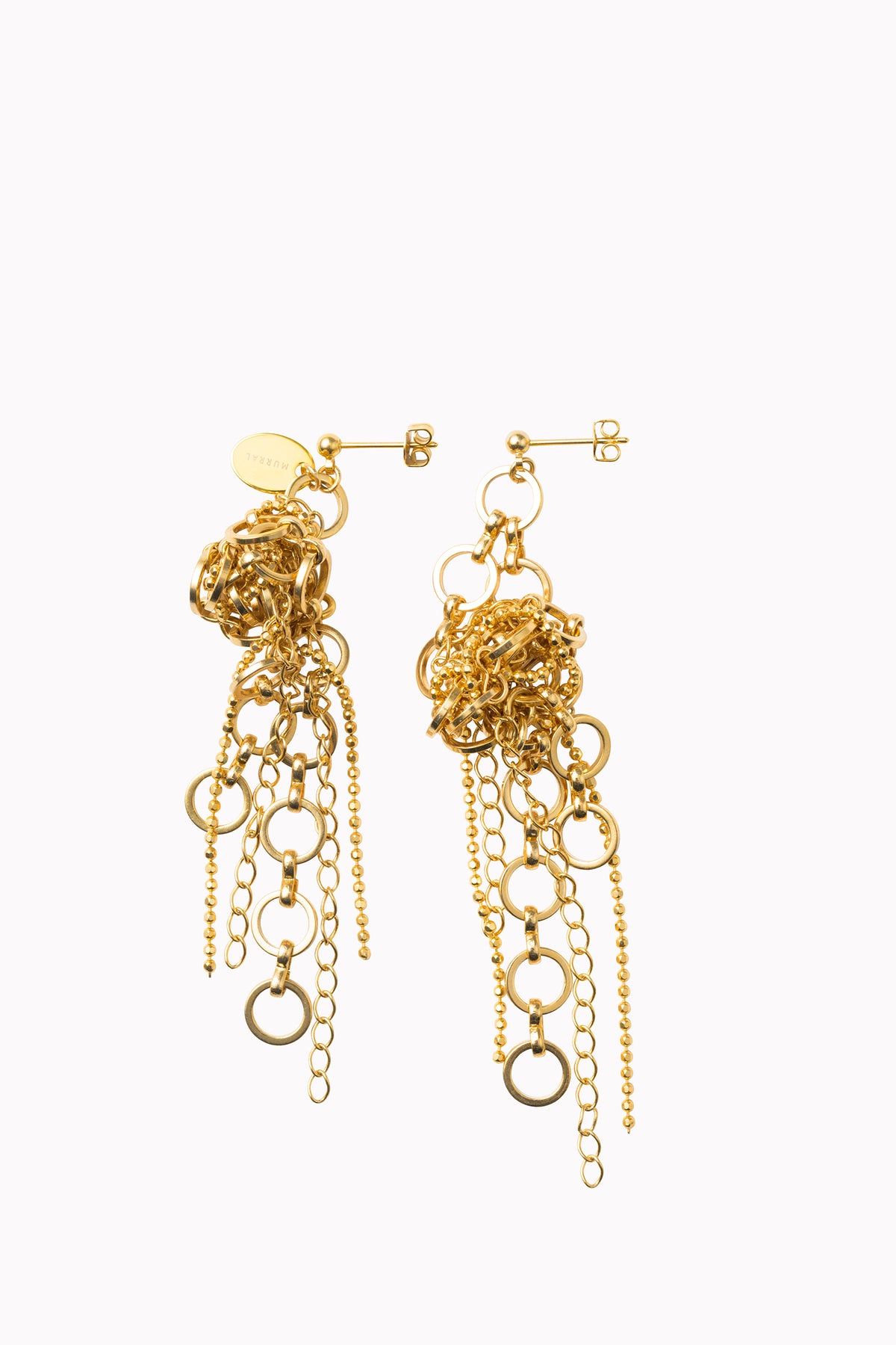 Twist chain pierced earring (Gold)