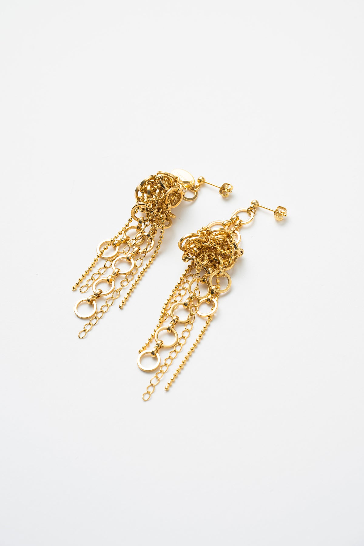 Twist chain pierced earring (Gold)