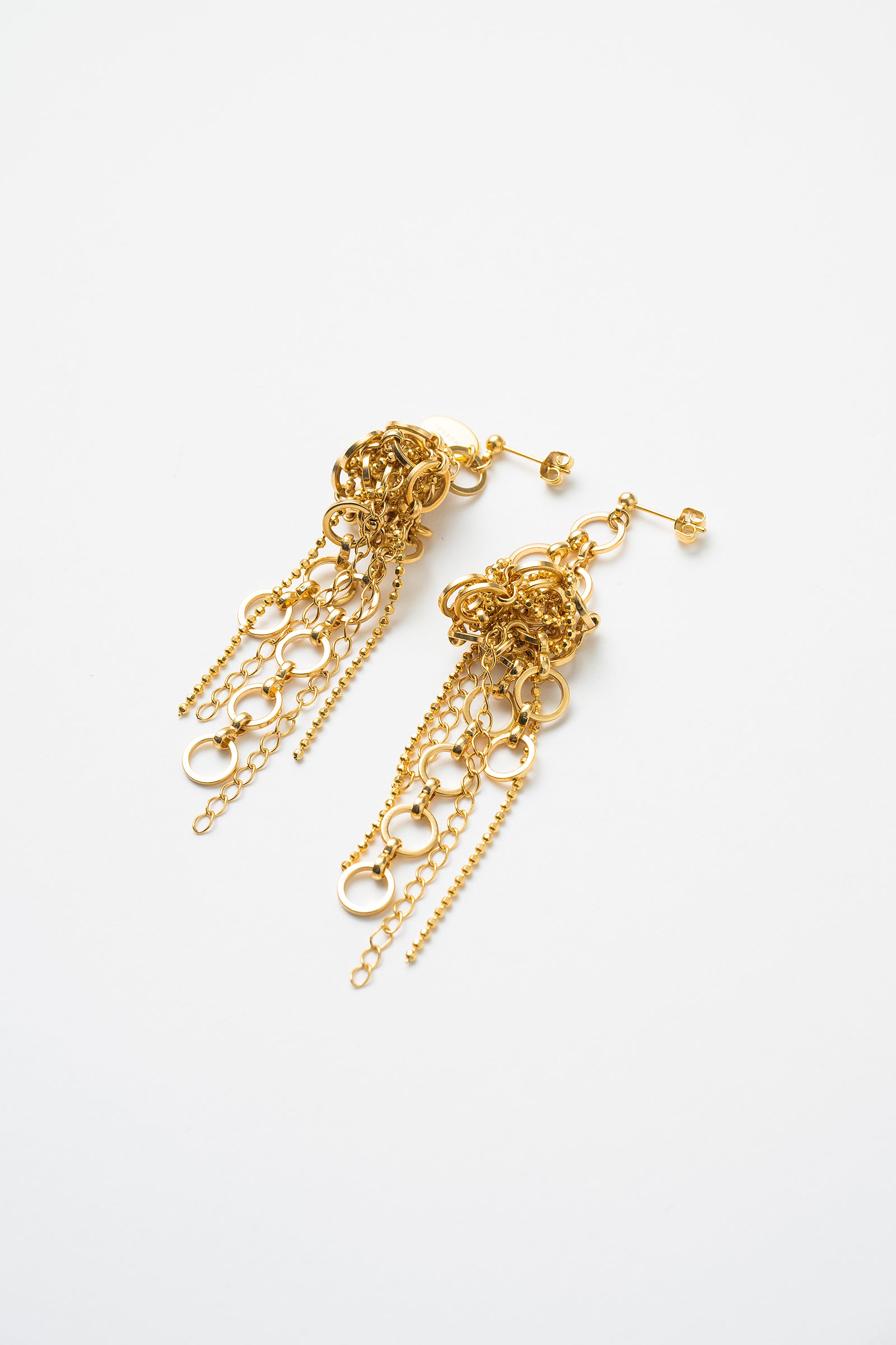 Twist chain pierced earring (Gold)