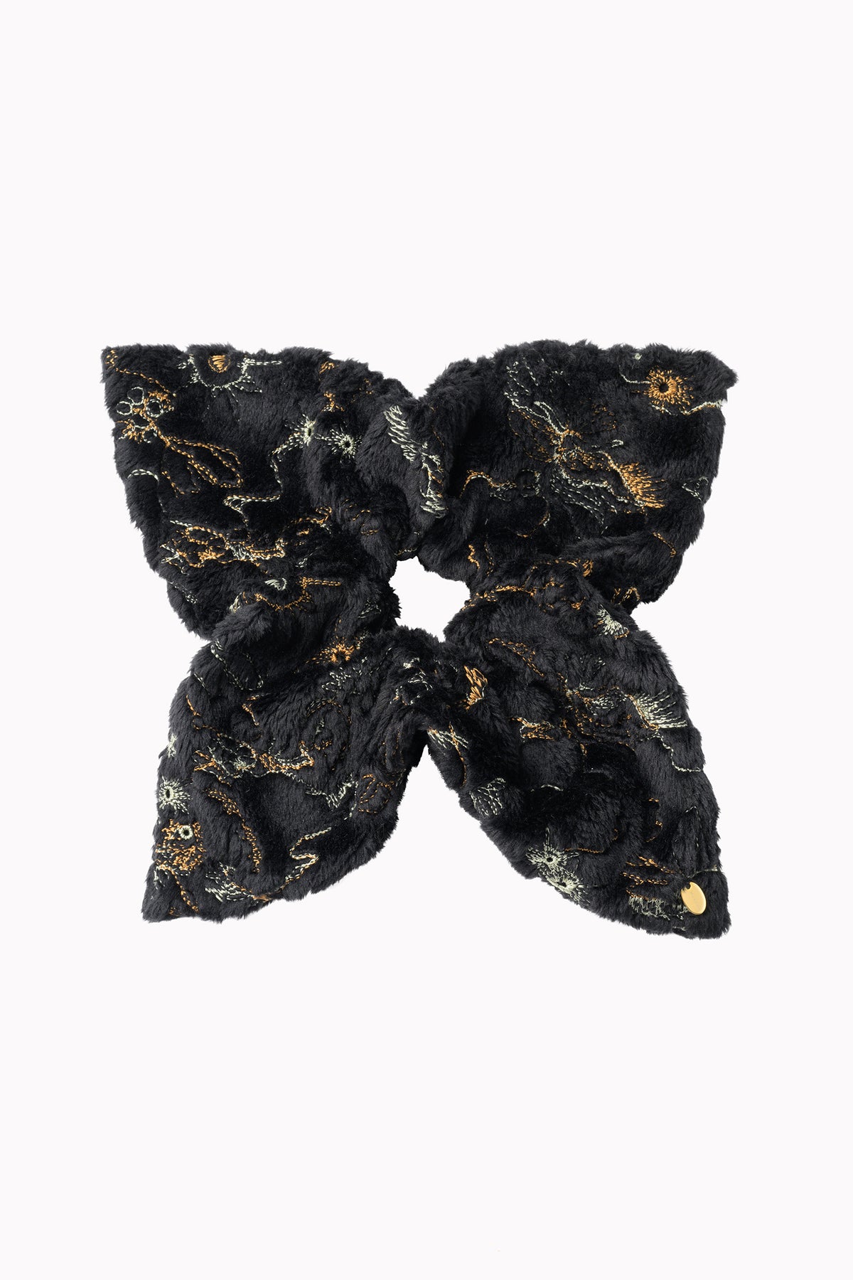 Camouflage embroidered scrunchie (Black)