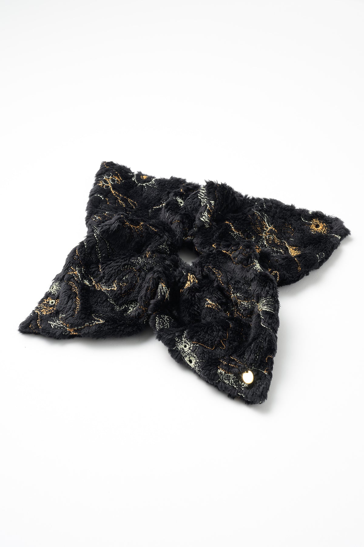 Camouflage embroidered scrunchie (Black)