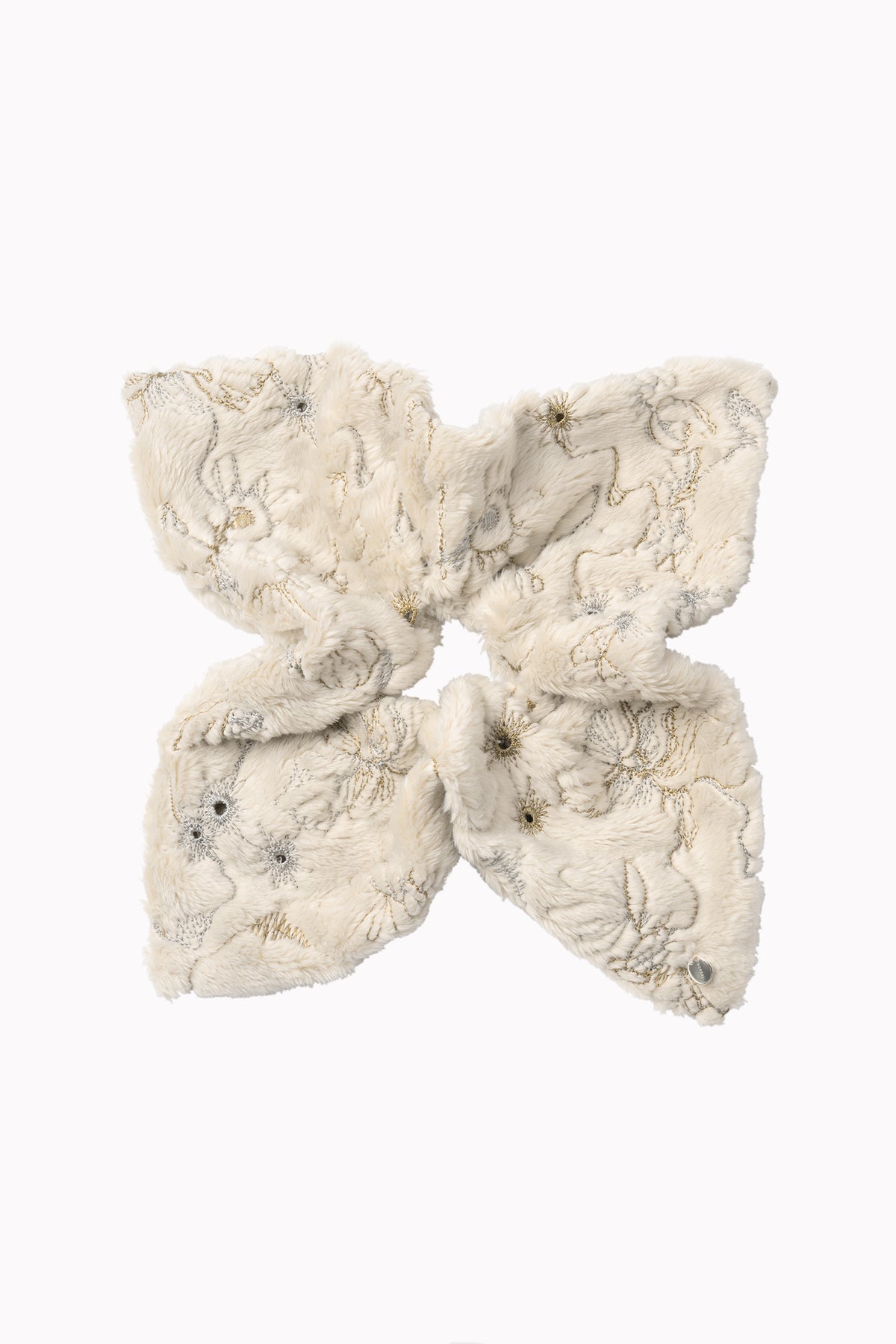 Camouflage embroidered scrunchie (Ivory)