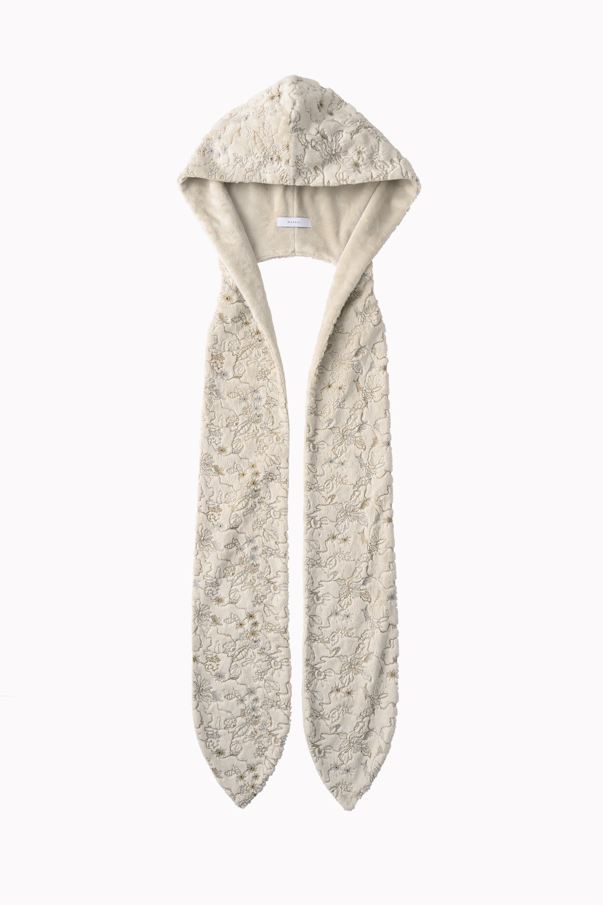 Camouflage embroidered Hooded Scarf (Ivory)