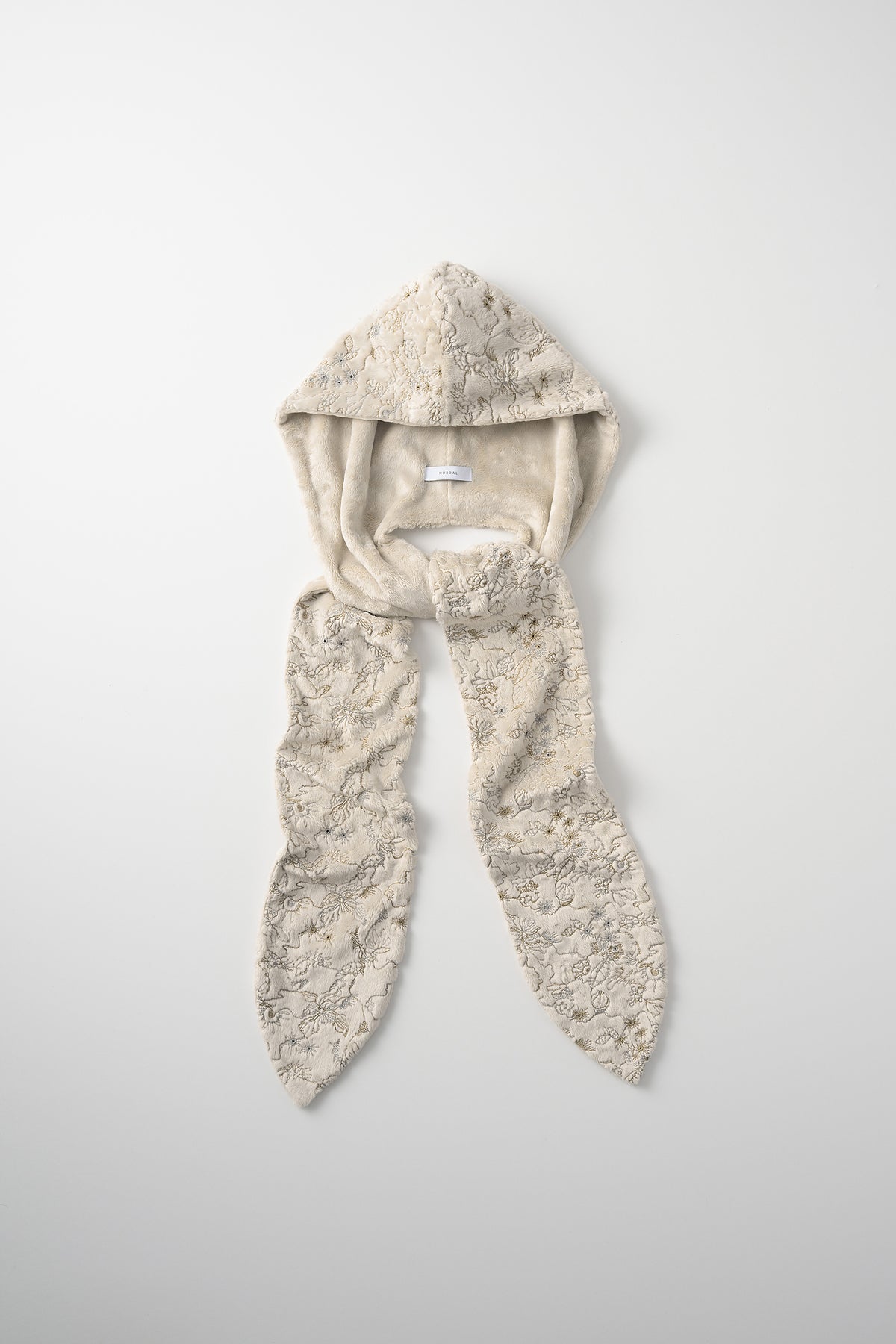 Camouflage embroidered Hooded Scarf (Ivory)