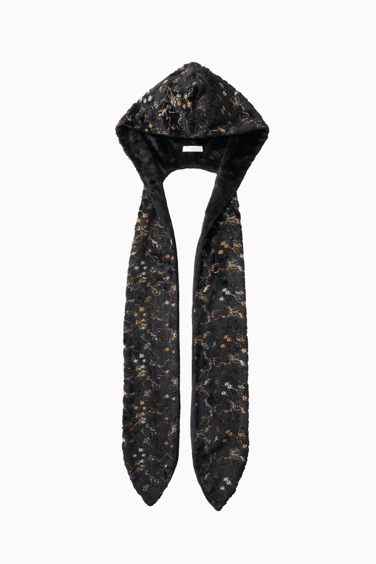 Camouflage embroidered Hooded Scarf (Black)