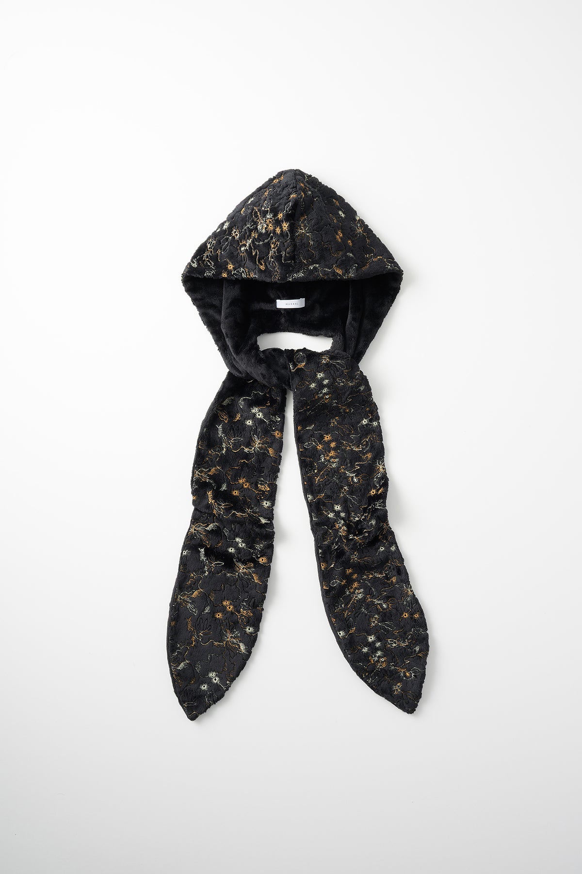 Camouflage embroidered Hooded Scarf (Black)