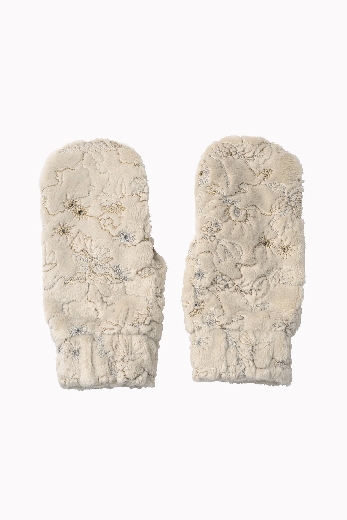 Camouflage embroidered mittens (Ivory)