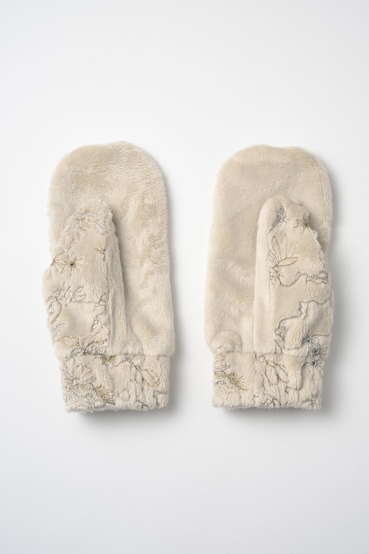Camouflage embroidered mittens (Ivory)