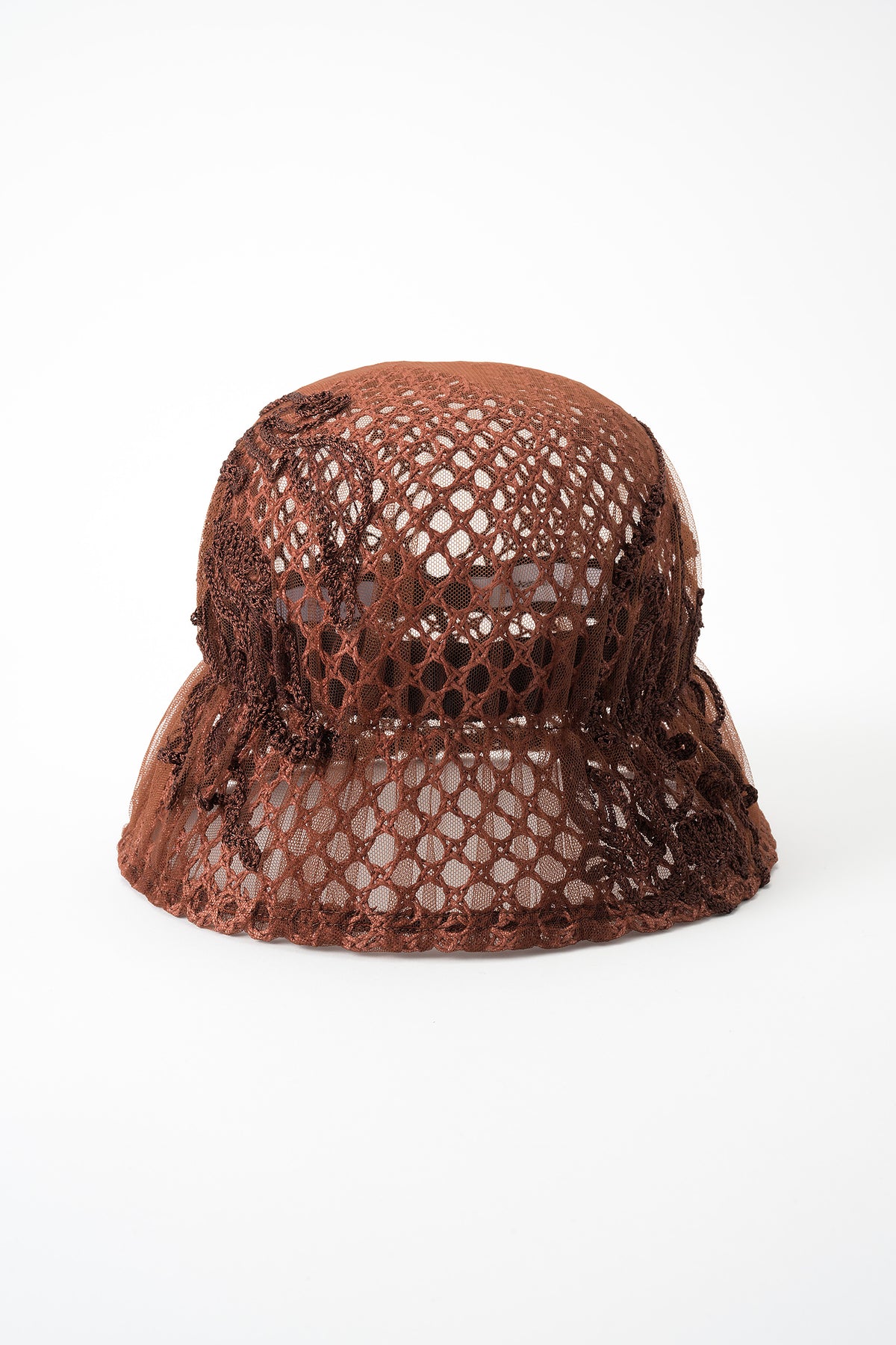 "Sea pea" Embroidered hat (Brown)