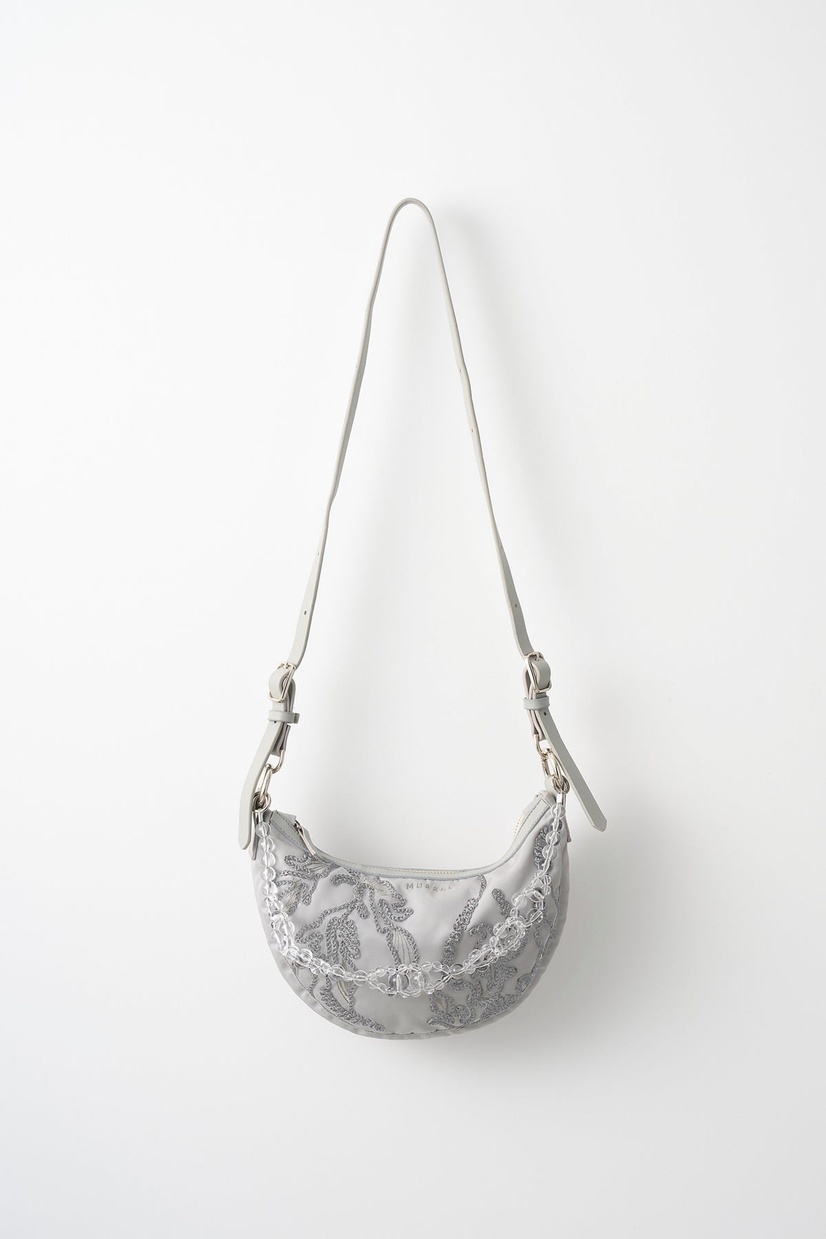 "Sea pea" embroidered bag (Light gray)