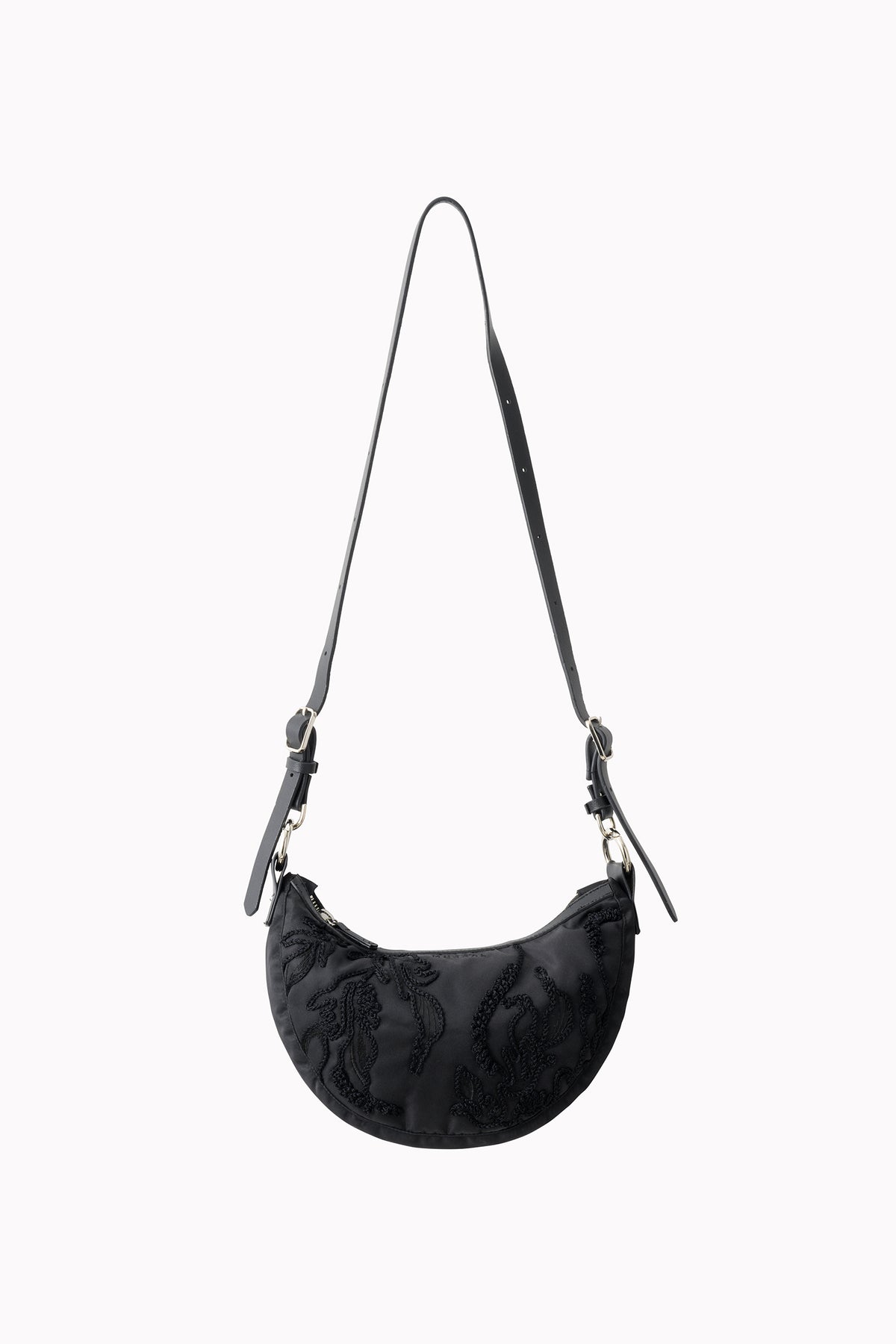 "Sea pea" embroidered bag (Black)