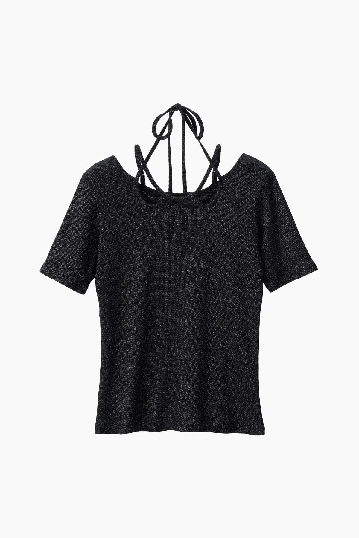 Glitter ivy halfsleeve tops (Black)