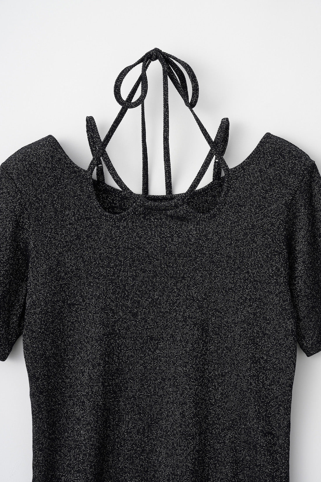 Glitter ivy halfsleeve tops (Black)