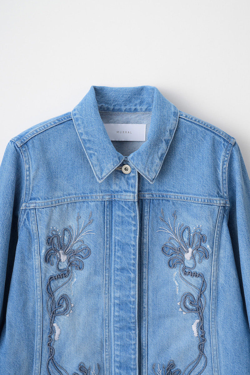 Nerine embroidered denim jacket (Blue)
