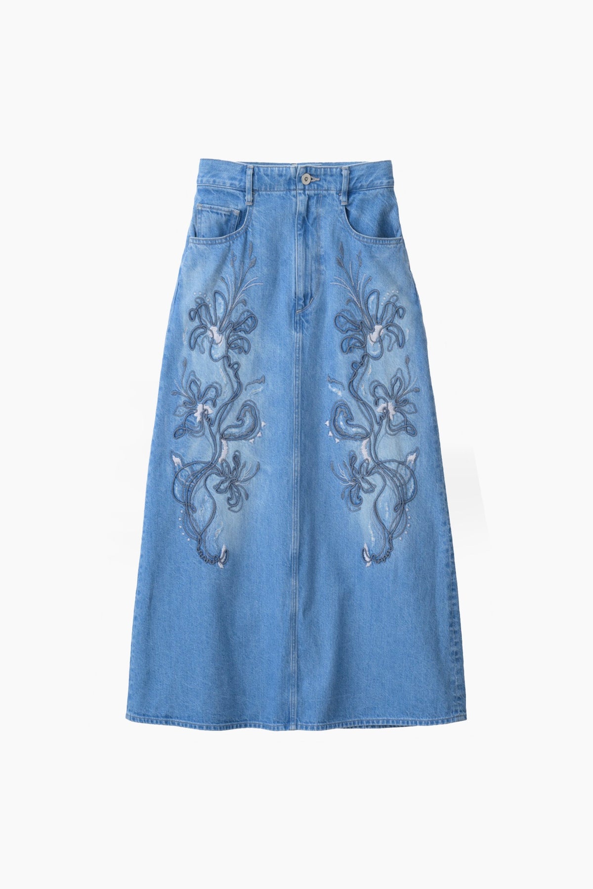 Nerine embroidered denim skirt (Blue)