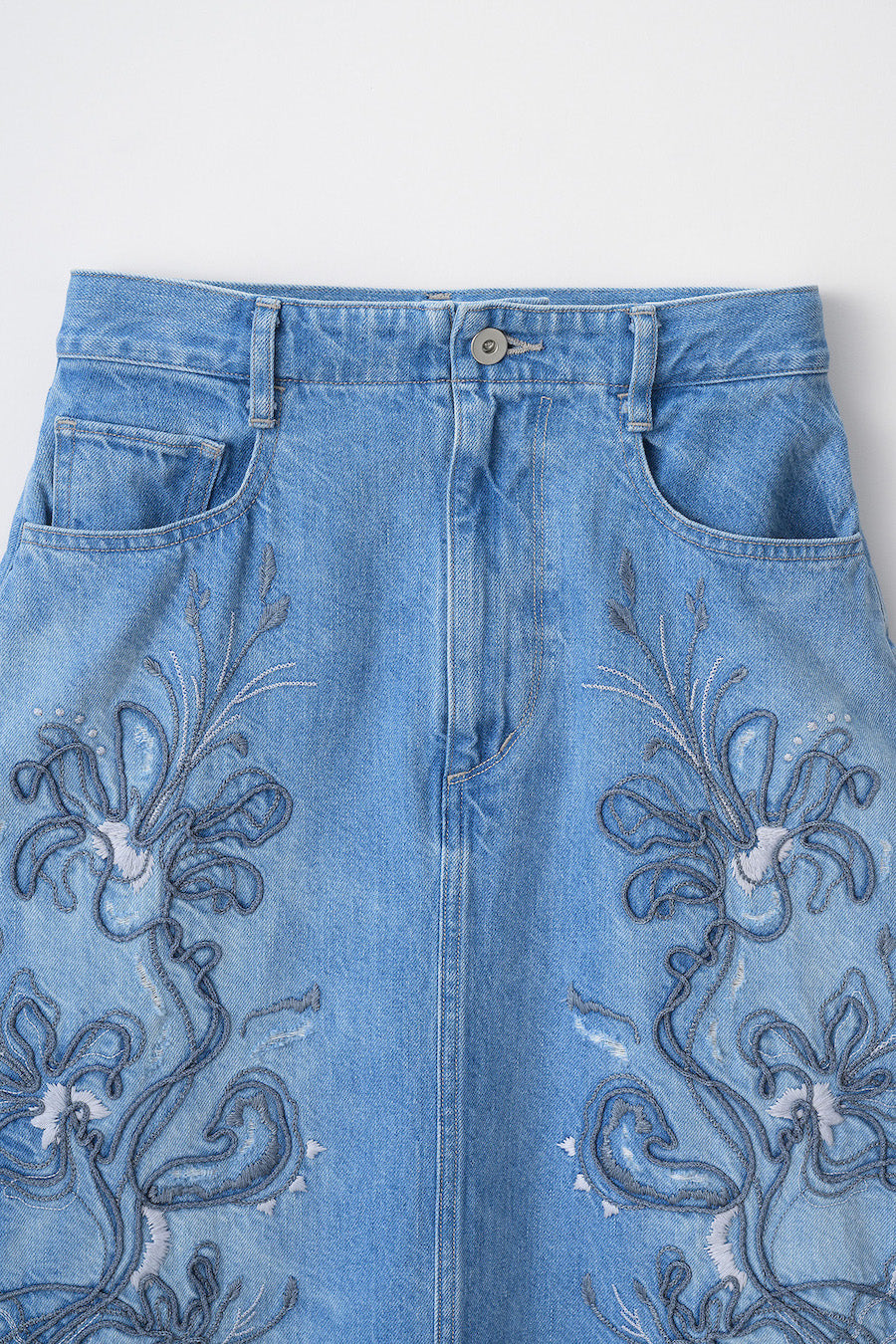 Nerine embroidered denim skirt (Blue)