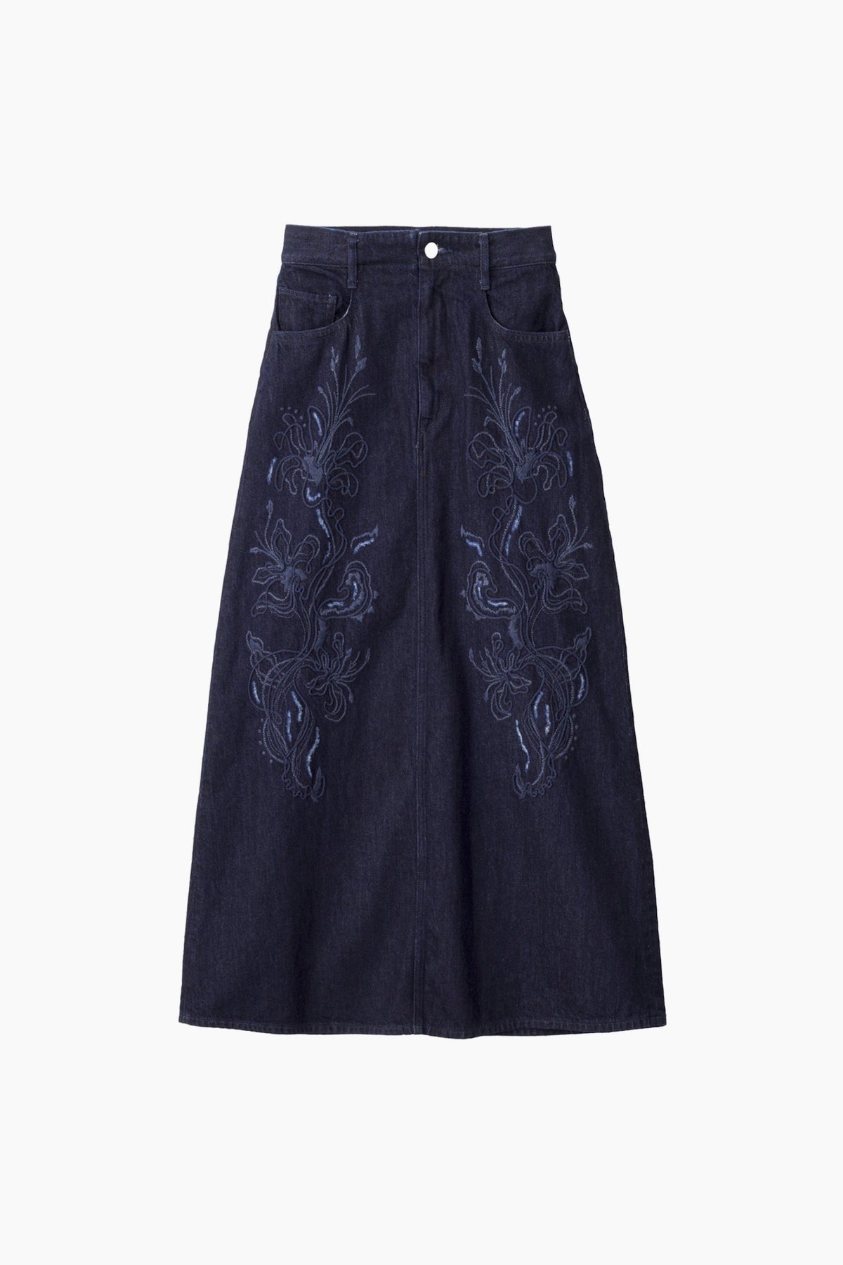 Nerine embroidered denim skirt (Indigo)