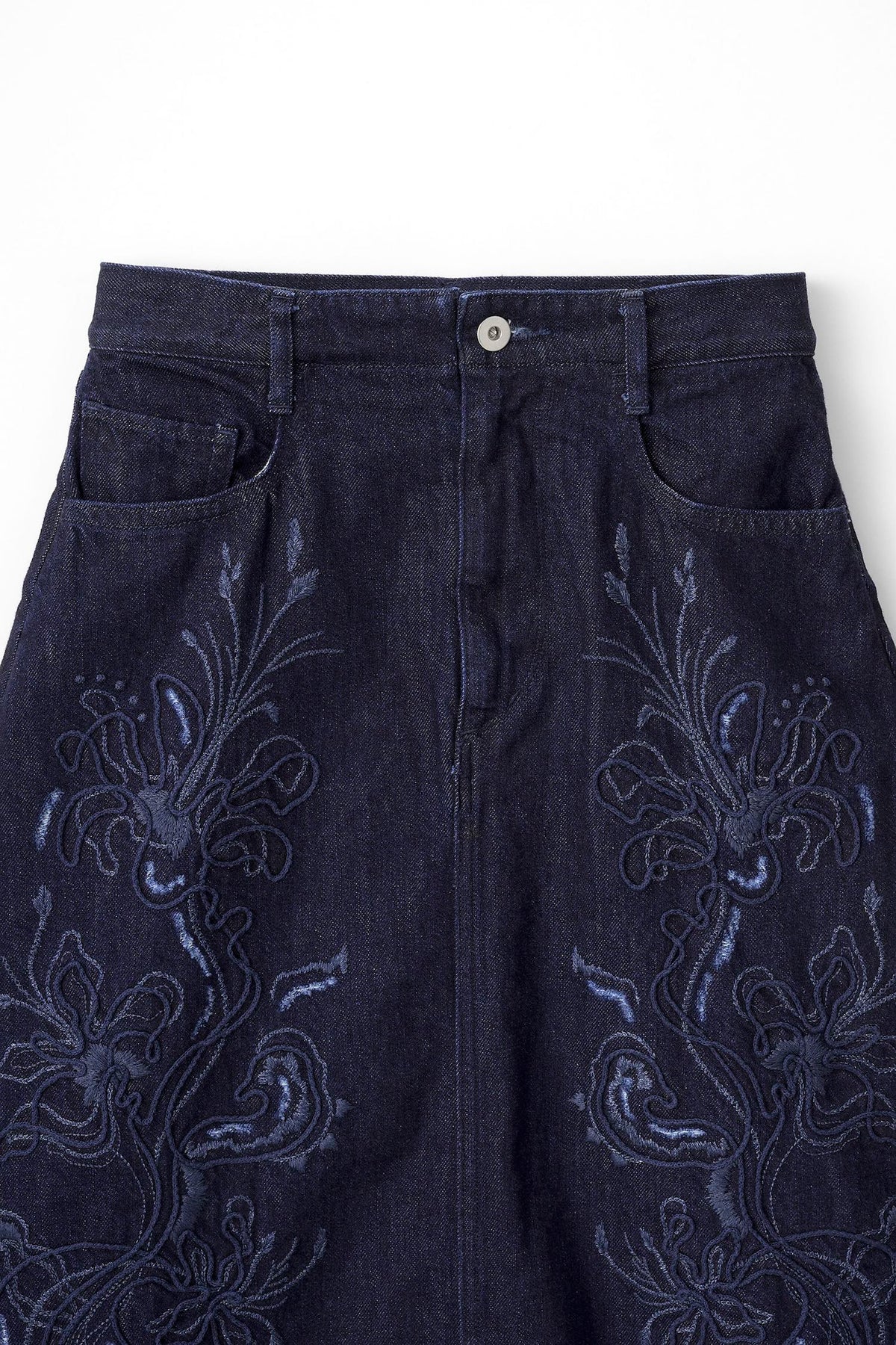 Nerine embroidered denim skirt (Indigo)