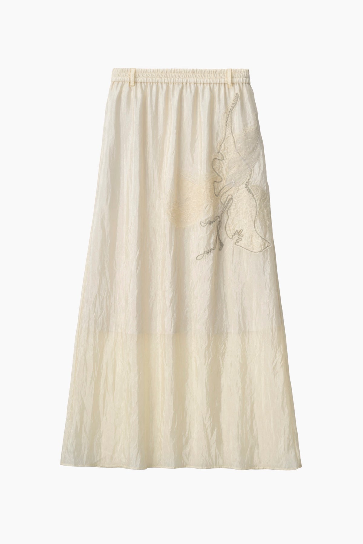 Flutter patchwork embroidered skirt (White)