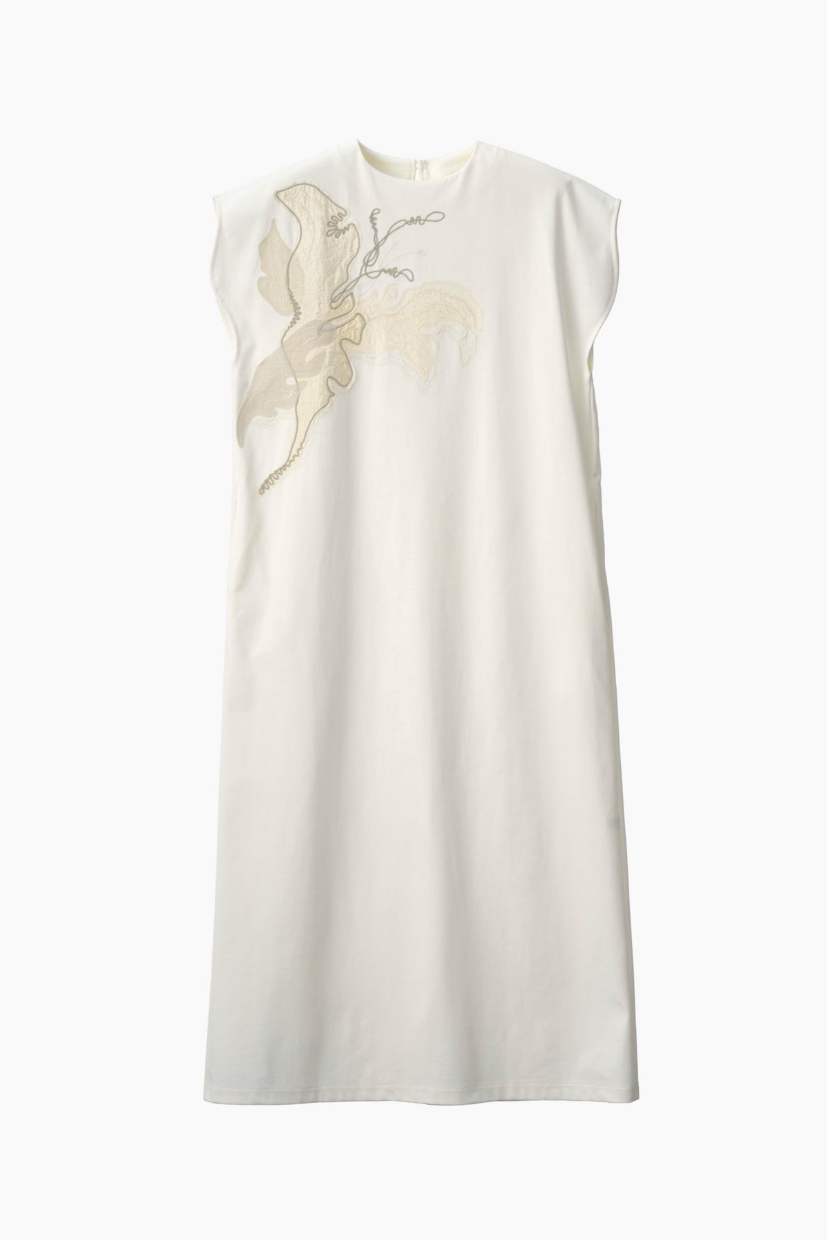 Flutter patchwork embroidered dress (White)