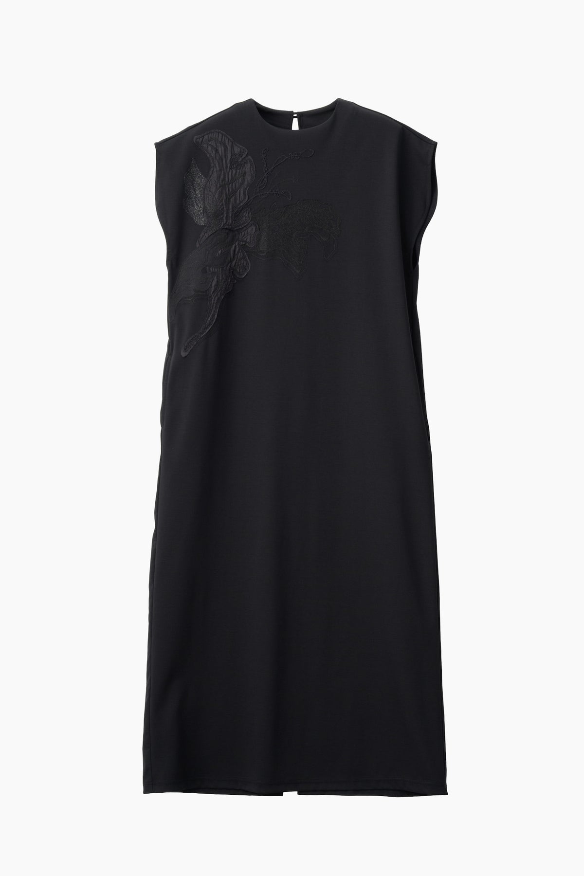 Flutter patchwork embroidered dress (Black)