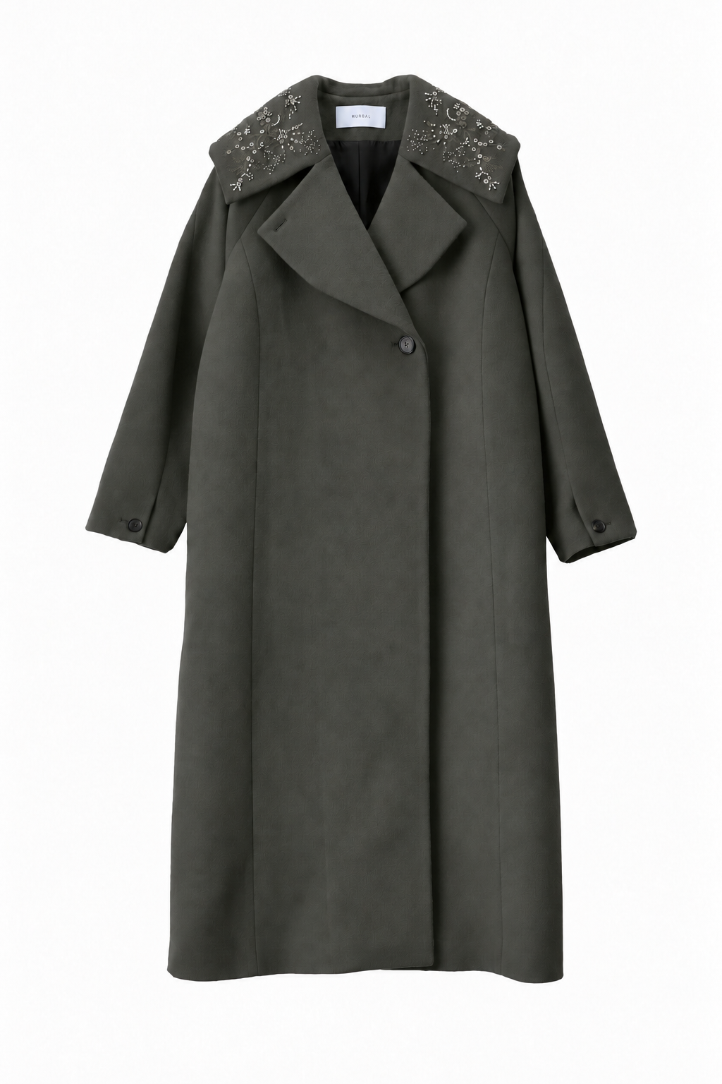 Glint beads embroidered long coat (Gray)