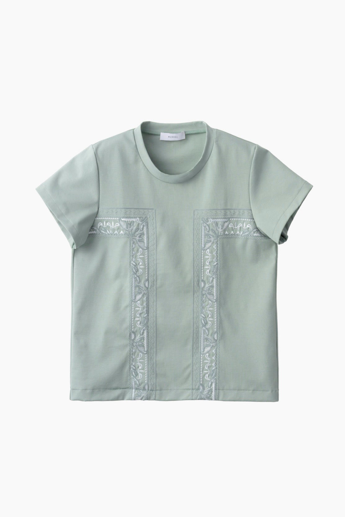 Framed embroidered jersey tops (Ash green)