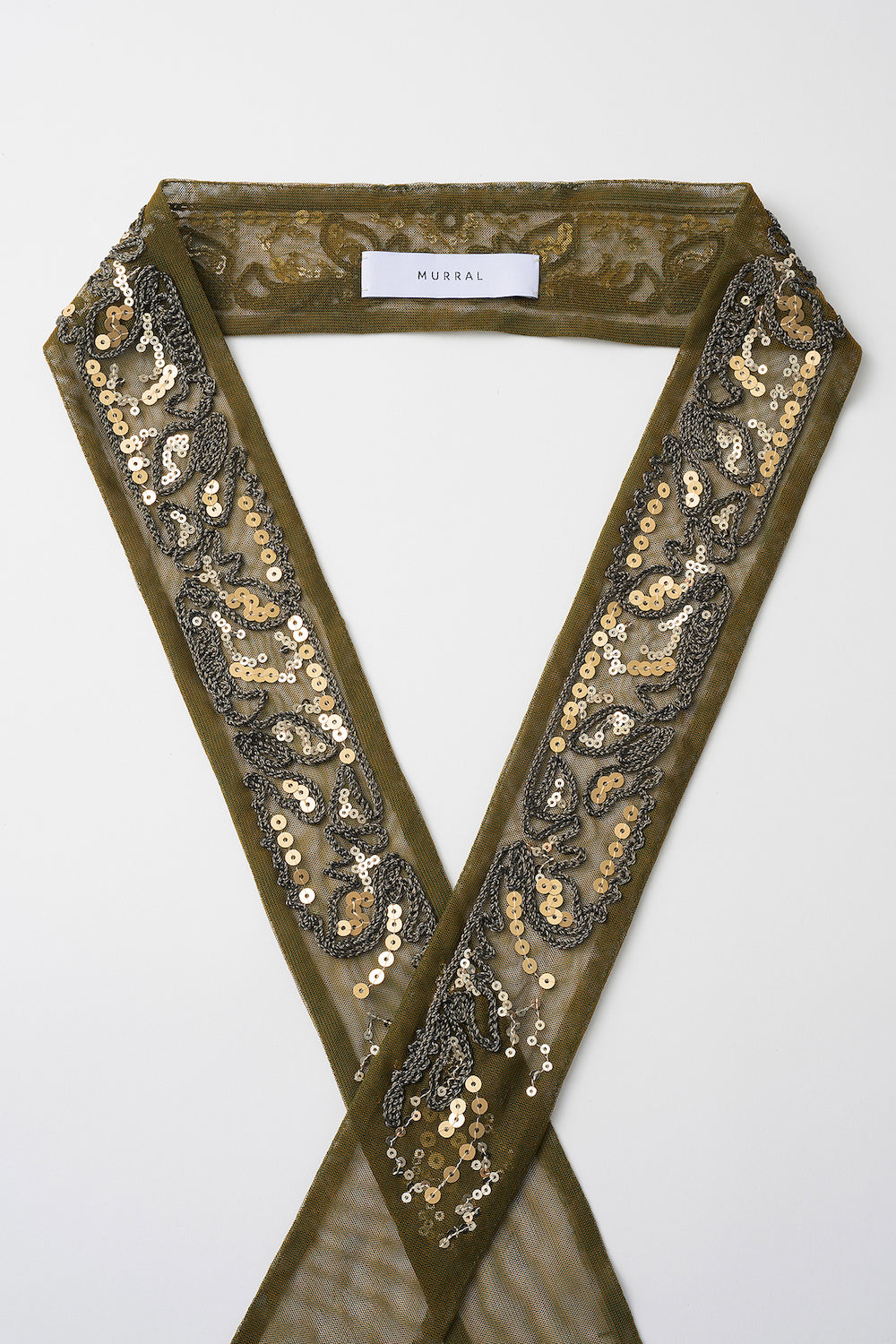 Gleaming embroidered ribbon (Olive)