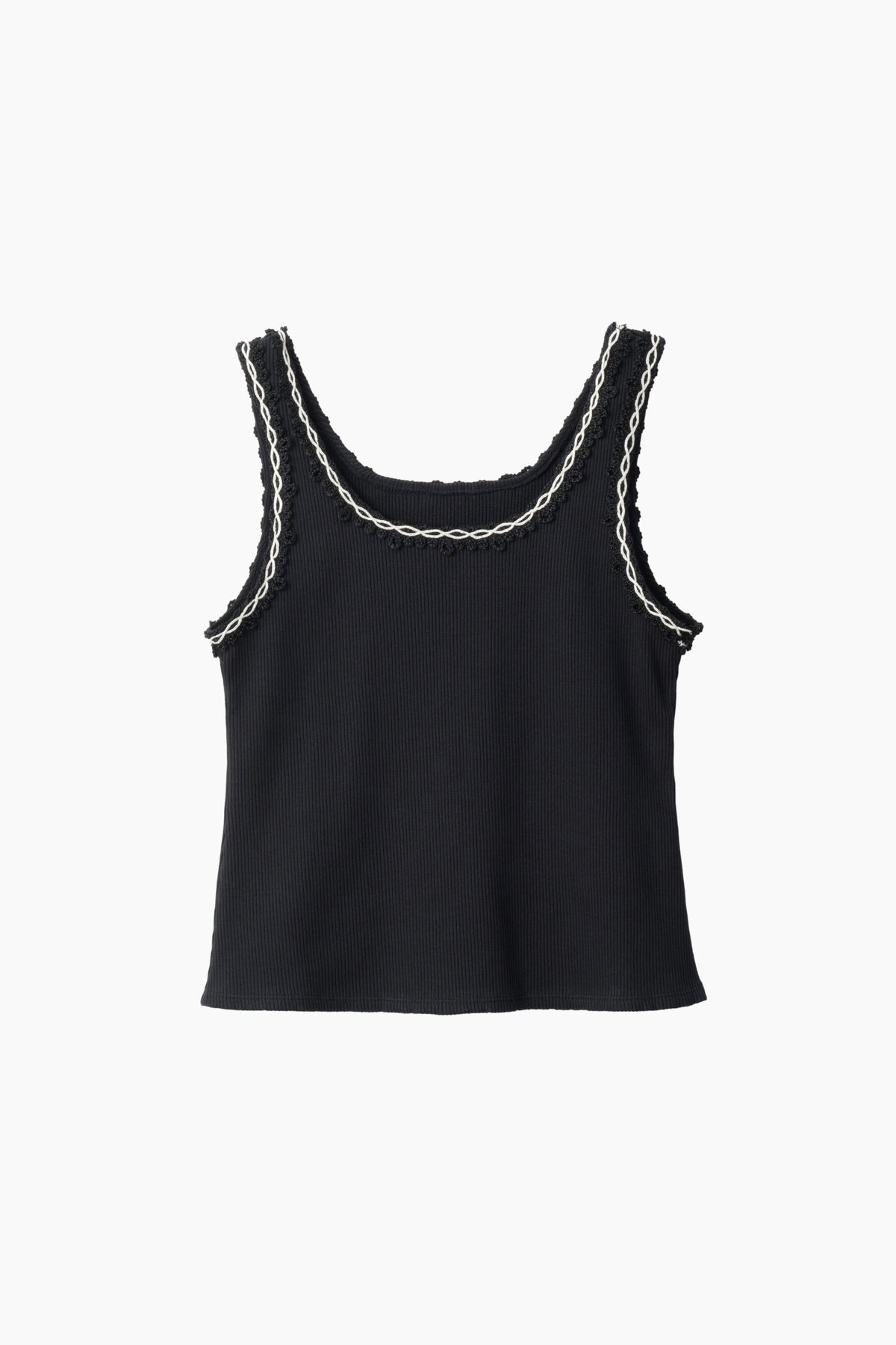 Scallop embroidered tank (Black)