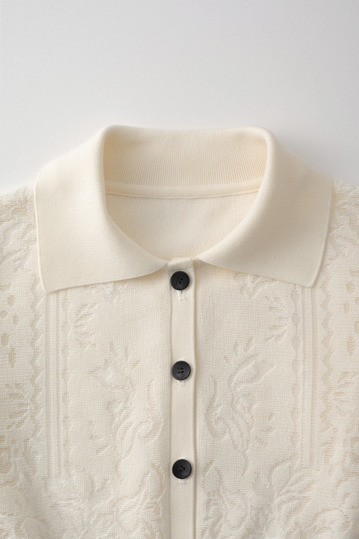 Mirror knit shirt cardigan (White)