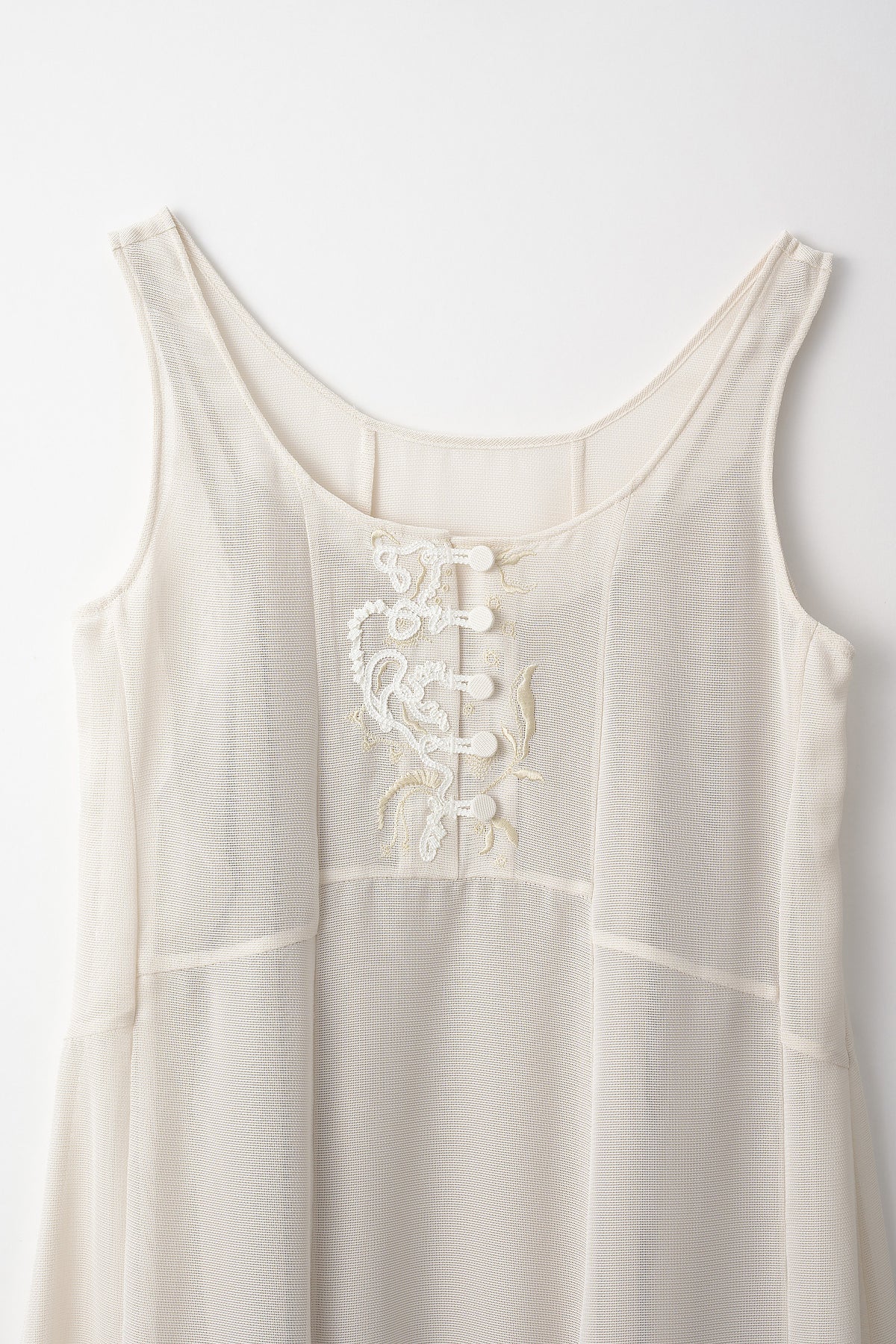 Loop embroidered mesh dress (Ivory)