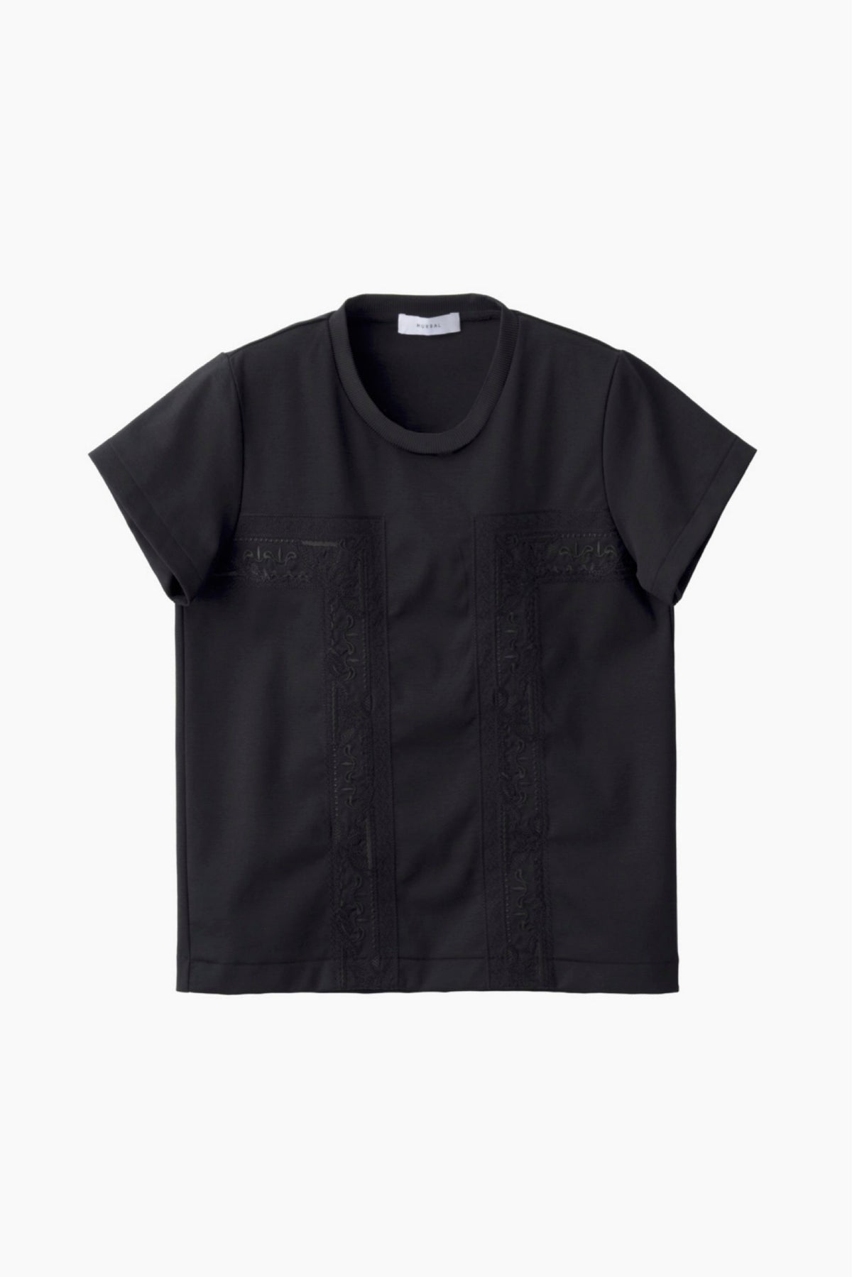 Framed embroidered jersey tops (Black)