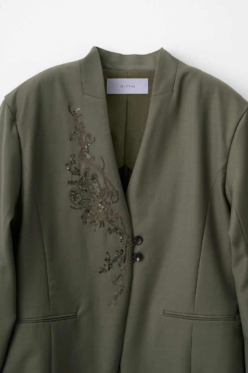 Veil embroidered jacket (Khaki)